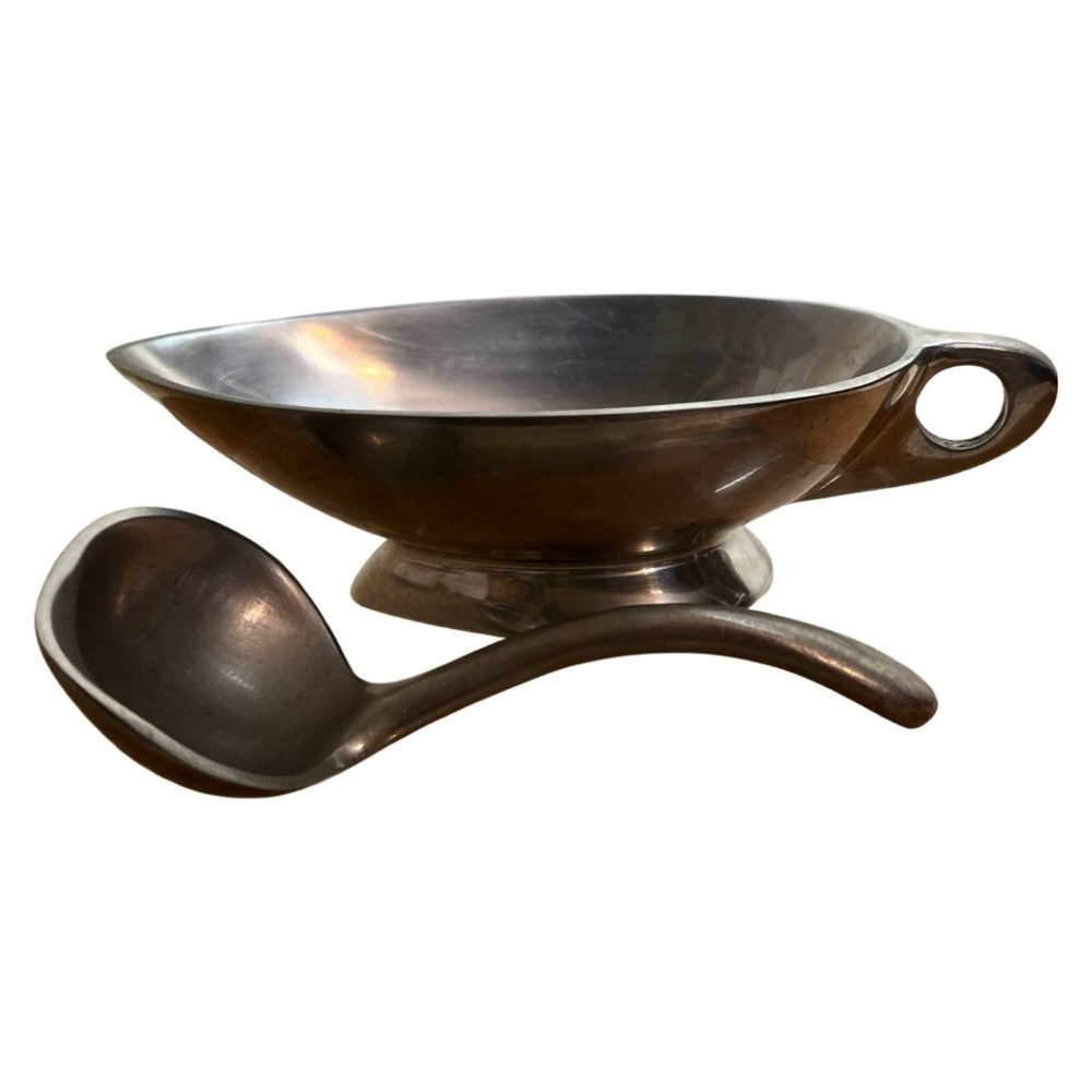 Nima Oberoi Lunares Aluminum Gravy Boat and Ladle Elegant modern lines.